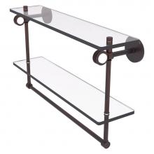 Allied Brass CV-2TBD-22-VB - Clearview Collection 22 Inch Double Glass Shelf with Towel Bar and Dotted Accents - Venetian Bronz