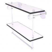 Allied Brass CV-2TBG-16-PC - Clearview Collection 16 Inch Double Glass Shelf with Towel Bar and Grooved Accents - Polished Chro