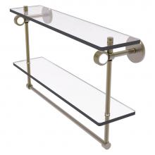 Allied Brass CV-2TBG-22-ABR - Clearview Collection 22 Inch Double Glass Shelf with Towel Bar and Grooved Accents - Antique Brass