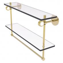 Allied Brass CV-2TBG-22-UNL - Clearview Collection 22 Inch Double Glass Shelf with Towel Bar and Grooved Accents - Unlacquered B