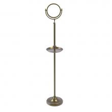 Allied Brass DMF-3/2X-ABR - Floor Standing Make-Up Mirror 8 Inch Diameter with 2X Magnification and Shaving Tray