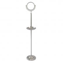 Allied Brass DMF-3/3X-SN - Floor Standing Make-Up Mirror 8 Inch Diameter with 3X Magnification and Shaving Tray