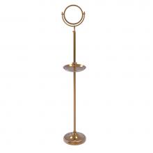 Allied Brass DMF-3/5X-BBR - Floor Standing Make-Up Mirror 8 Inch Diameter with 5X Magnification and Shaving Tray