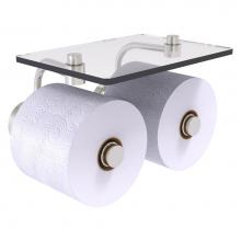Allied Brass DT-24-2S-SN - Dottingham Collection 2 Roll Toilet Paper Holder with Glass Shelf - Satin Nickel