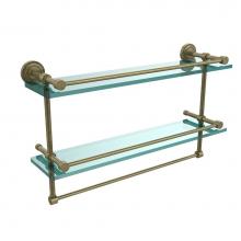 Allied Brass DT-2TB/22-GAL-ABR - Dottingham 22 Inch Gallery Double Glass Shelf with Towel Bar