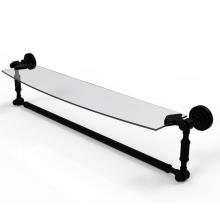 Allied Brass DT-33TB/24-BKM - Dottingham 24 Inch Glass Vanity Shelf with Integrated Towel Bar