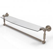 Allied Brass DT-33TB/24-PEW - Dottingham 24 Inch Glass Vanity Shelf with Integrated Towel Bar