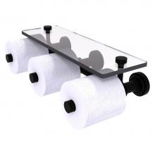 Allied Brass DT-35-3S-BKM - Dottingham Collection Horizontal Reserve 3 Roll Toilet Paper Holder with Glass Shelf - Matte Black