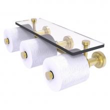 Allied Brass DT-35-3S-SBR - Dottingham Collection Horizontal Reserve 3 Roll Toilet Paper Holder with Glass Shelf - Satin Brass