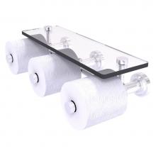 Allied Brass DT-35-3S-SCH - Dottingham Collection Horizontal Reserve 3 Roll Toilet Paper Holder with Glass Shelf - Satin Chrom
