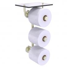 Allied Brass DT-35-3VS-PNI - Dottingham Collection 3 Roll Toilet Paper Holder with Glass Shelf - Polished Nickel