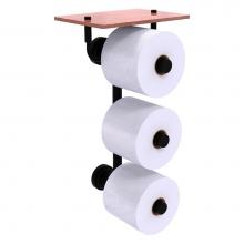 Allied Brass DT-35-3VS-IRW-BKM - Dottingham Collection 3 Roll Toilet Paper Holder with Wood Shelf - Matte Black