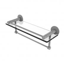 Allied Brass FR-1/16GTB-GYM - Fresno Collection 16 Inch Glass Shelf with Vanity Rail and Integrated Towel Bar