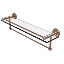 Allied Brass FR-1/22GTB-BBR - Fresno Collection 22 Inch Glass Shelf with Vanity Rail and Integrated Towel Bar