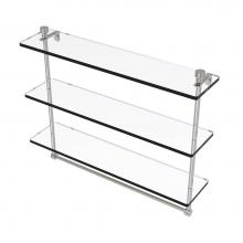 Allied Brass FT-5/22TB-SN - Foxtrot Collection 22 Inch Triple Tiered Glass Shelf with Integrated Towel Bar