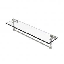 Allied Brass MA-1/22TB-SN - Mambo 22 Inch Glass Vanity Shelf with Integrated Towel Bar