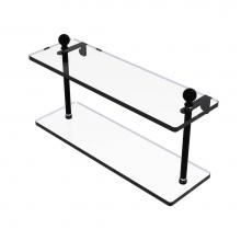 Allied Brass MA-2/16-BKM - Mambo Collection 16 Inch Two Tiered Glass Shelf