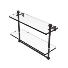 Allied Brass MA-2/16TB-ABZ - Mambo Collection 16 Inch Two Tiered Glass Shelf with Integrated Towel Bar