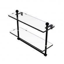 Allied Brass MA-2/16TB-BKM - Mambo Collection 16 Inch Two Tiered Glass Shelf with Integrated Towel Bar