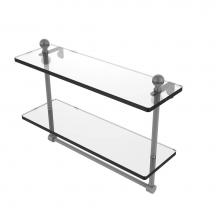 Allied Brass MA-2/16TB-GYM - Mambo Collection 16 Inch Two Tiered Glass Shelf with Integrated Towel Bar