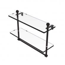 Allied Brass MA-2/16TB-ORB - Mambo Collection 16 Inch Two Tiered Glass Shelf with Integrated Towel Bar