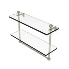 Allied Brass MA-2/16TB-PNI - Mambo Collection 16 Inch Two Tiered Glass Shelf with Integrated Towel Bar