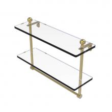 Allied Brass MA-2/16TB-SBR - Mambo Collection 16 Inch Two Tiered Glass Shelf with Integrated Towel Bar