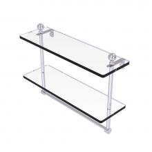 Allied Brass MA-2/16TB-SCH - Mambo Collection 16 Inch Two Tiered Glass Shelf with Integrated Towel Bar