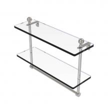 Allied Brass MA-2/16TB-SN - Mambo Collection 16 Inch Two Tiered Glass Shelf with Integrated Towel Bar