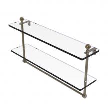Allied Brass MA-2/22TB-ABR - Mambo Collection 22 Inch Two Tiered Glass Shelf with Integrated Towel Bar