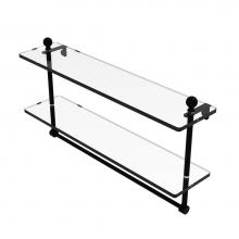 Allied Brass MA-2/22TB-BKM - Mambo Collection 22 Inch Two Tiered Glass Shelf with Integrated Towel Bar
