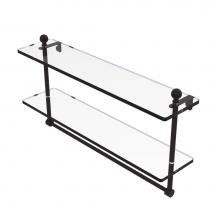 Allied Brass MA-2/22TB-ORB - Mambo Collection 22 Inch Two Tiered Glass Shelf with Integrated Towel Bar