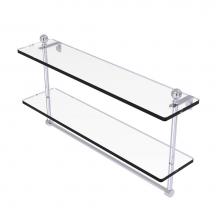 Allied Brass MA-2/22TB-PC - Mambo Collection 22 Inch Two Tiered Glass Shelf with Integrated Towel Bar