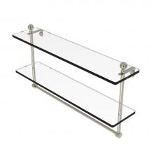 Allied Brass MA-2/22TB-PNI - Mambo Collection 22 Inch Two Tiered Glass Shelf with Integrated Towel Bar