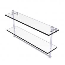 Allied Brass MA-2/22TB-SCH - Mambo Collection 22 Inch Two Tiered Glass Shelf with Integrated Towel Bar