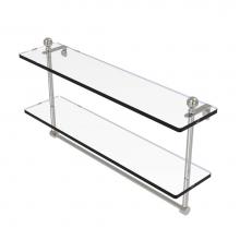Allied Brass MA-2/22TB-SN - Mambo Collection 22 Inch Two Tiered Glass Shelf with Integrated Towel Bar