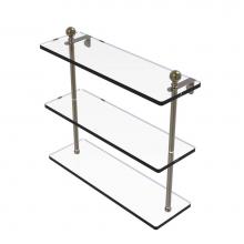Allied Brass MA-5/16-ABR - Mambo Collection 16 Inch Triple Tiered Glass Shelf