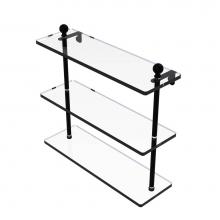 Allied Brass MA-5/16-BKM - Mambo Collection 16 Inch Triple Tiered Glass Shelf