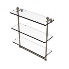 Allied Brass MA-5/16TB-ABR - Mambo Collection 16 Inch Triple Tiered Glass Shelf with Integrated Towel Bar