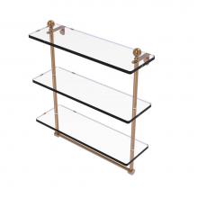 Allied Brass MA-5/16TB-BBR - Mambo Collection 16 Inch Triple Tiered Glass Shelf with Integrated Towel Bar