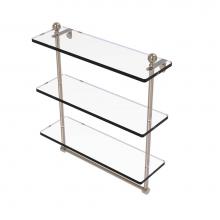 Allied Brass MA-5/16TB-PEW - Mambo Collection 16 Inch Triple Tiered Glass Shelf with Integrated Towel Bar
