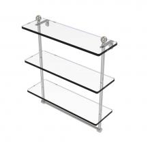 Allied Brass MA-5/16TB-SN - Mambo Collection 16 Inch Triple Tiered Glass Shelf with Integrated Towel Bar