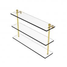 Allied Brass MA-5/22-PB - Mambo Collection 22 Inch Triple Tiered Glass Shelf