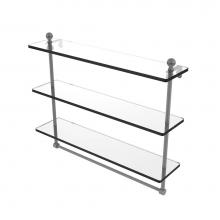 Allied Brass MA-5/22TB-GYM - Mambo Collection 22 Inch Triple Tiered Glass Shelf with Integrated Towel Bar