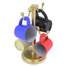 Allied Brass MGH-80G-SBR - Countertop 4 Coffee Mug Holder with Grooved Detail - Satin Brass