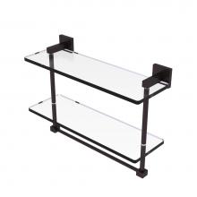 Allied Brass MT-2-16TB-ABZ - Montero Collection 16 Inch Two Tiered Glass Shelf with Integrated Towel Bar