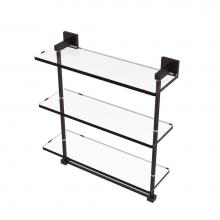Allied Brass MT-5-16TB-ABZ - Montero Collection 16 Inch Triple Tiered Glass Shelf with integrated towel bar