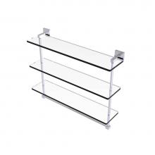 Allied Brass MT-5-22TB-PC - Montero Collection 22 Inch Triple Tiered Glass Shelf with integrated towel bar