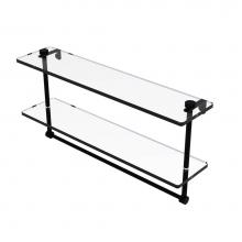Allied Brass NS-2/22TB-BKM - 22 Inch Two Tiered Glass Shelf with Integrated Towel Bar
