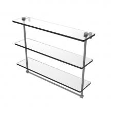 Allied Brass NS-5/22TB-GYM - 22 Inch Triple Tiered Glass Shelf with Integrated Towel Bar